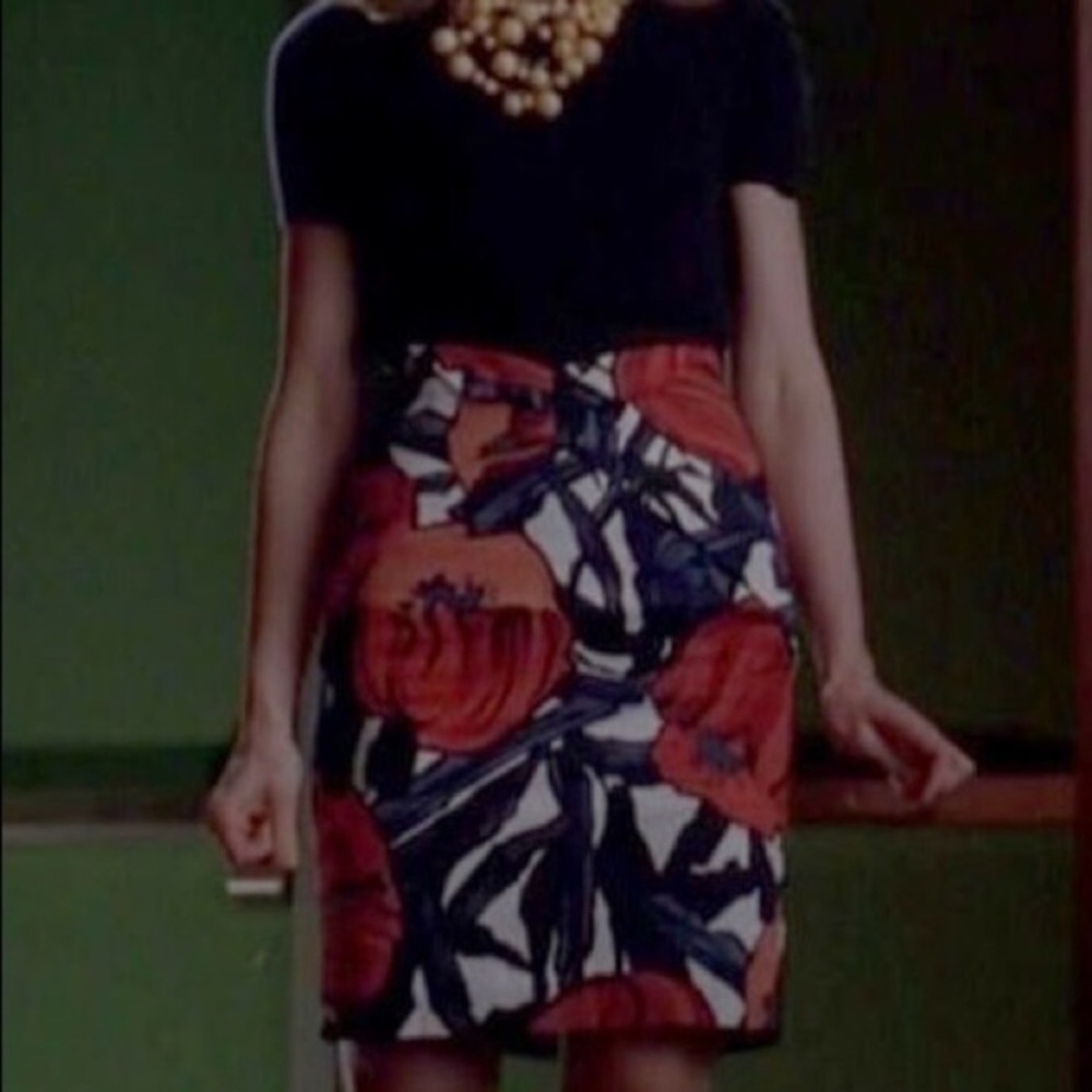 Anthropologie Fantastic Fields poppy print pencil skirt size 8 EUC seen on Glee - Picture 4 of 8